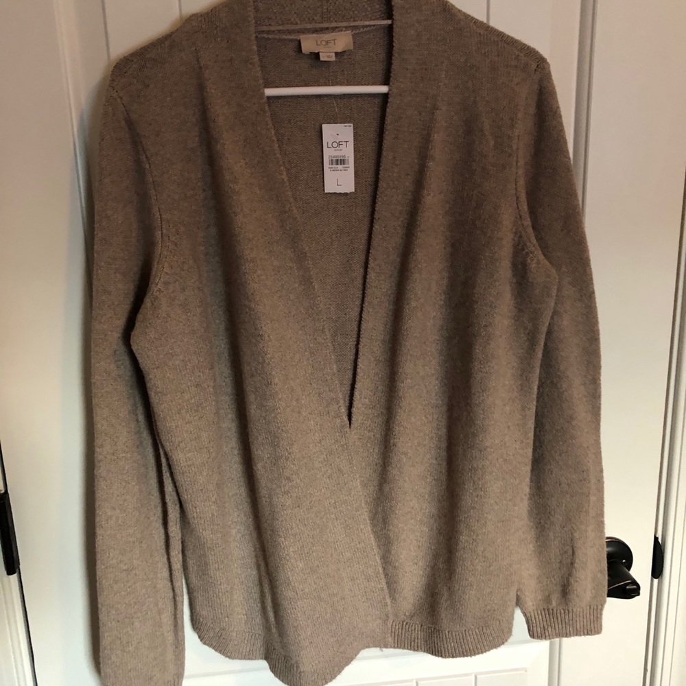 LOFT Tan Cardigan Sz L NWT
